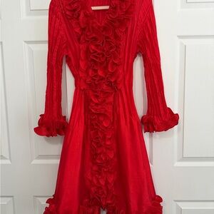 Jerry T Elegant Red Long Sleeve Dress